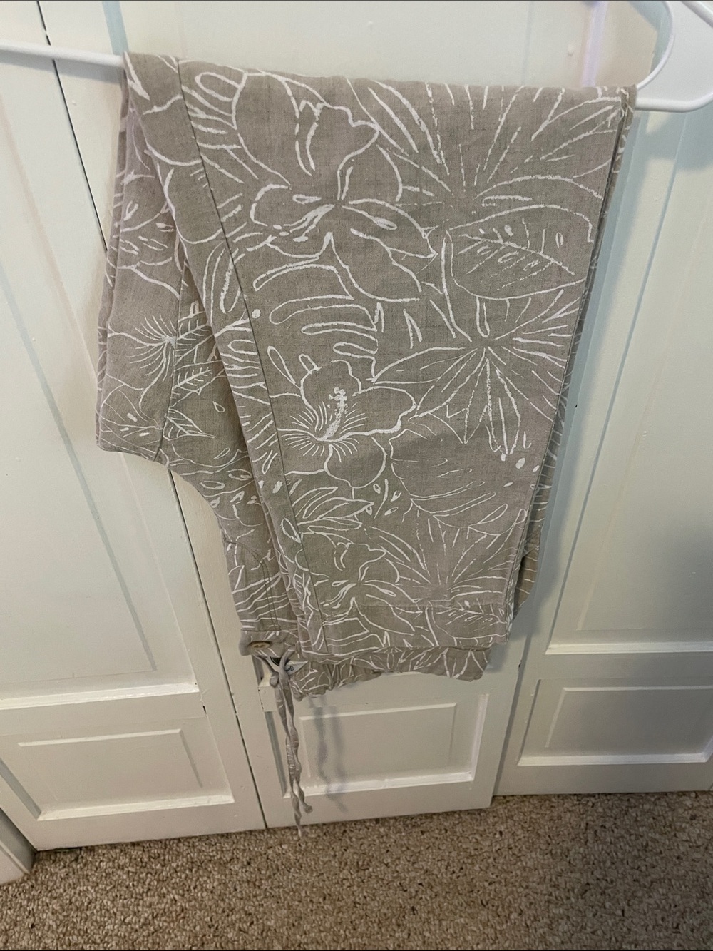 Tommy Bahama Tan Linen-Blend Tropical Print Pants